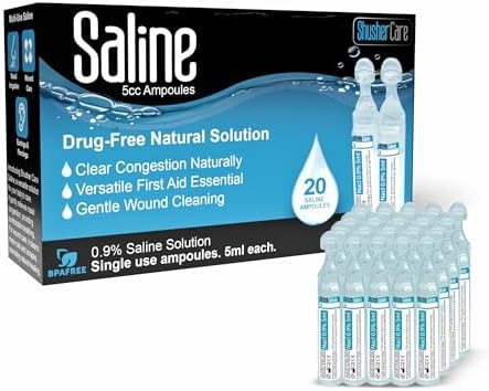 Box of 5 mL sterile saline ampoules