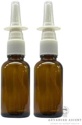 Two amber glass nasal spray bottles